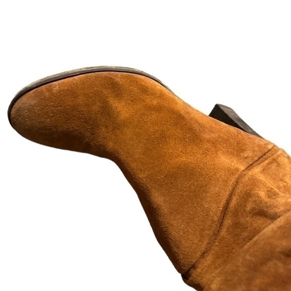 Free People Tennison Tan Brown Suede Slouchy Block Heel Knee Boots Size 9 - Picture 16 of 16